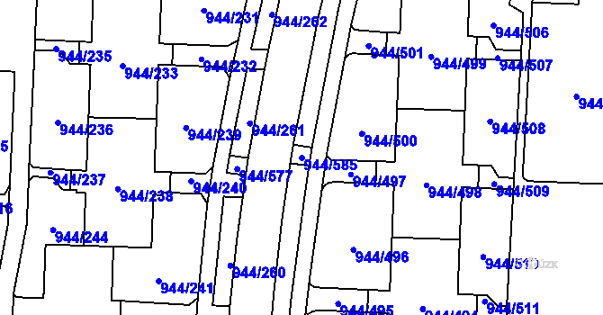 Parcela st. 944/585 v KÚ Šumbark, Katastrální mapa