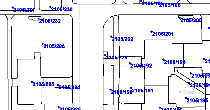 Parcela st. 2105/729 v KÚ Šumbark, Katastrální mapa