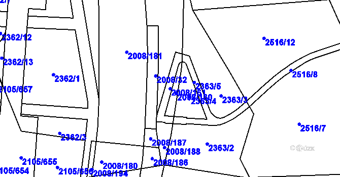 Parcela st. 2008/161 v KÚ Šumbark, Katastrální mapa