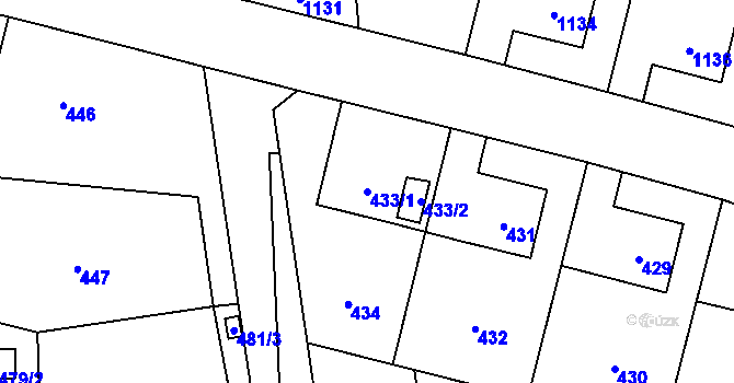 Parcela st. 433/1 v KÚ Šumbark, Katastrální mapa