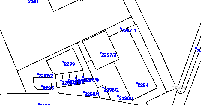 Parcela st. 2297/3 v KÚ Prostřední Suchá, Katastrální mapa