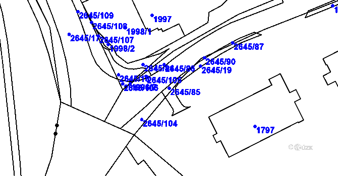 Parcela st. 2645/85 v KÚ Prostřední Suchá, Katastrální mapa