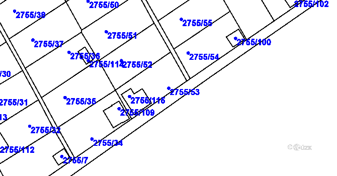 Parcela st. 2755/53 v KÚ Prostřední Suchá, Katastrální mapa