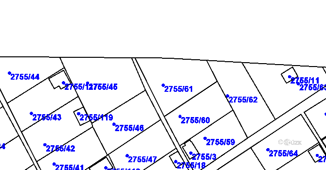 Parcela st. 2755/61 v KÚ Prostřední Suchá, Katastrální mapa