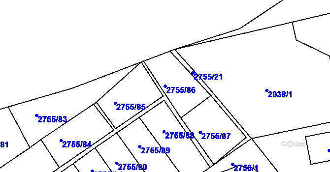 Parcela st. 2755/86 v KÚ Prostřední Suchá, Katastrální mapa
