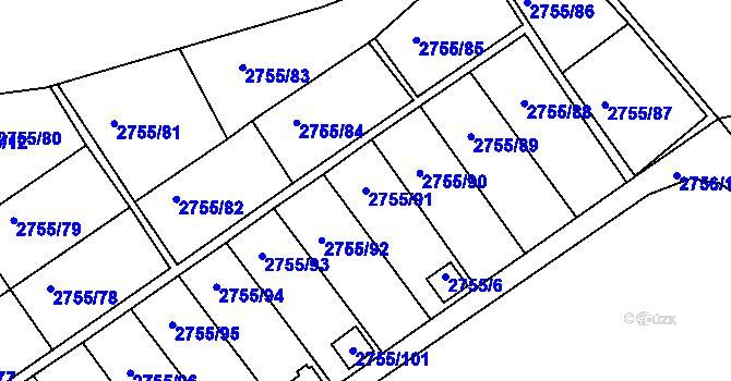 Parcela st. 2755/91 v KÚ Prostřední Suchá, Katastrální mapa