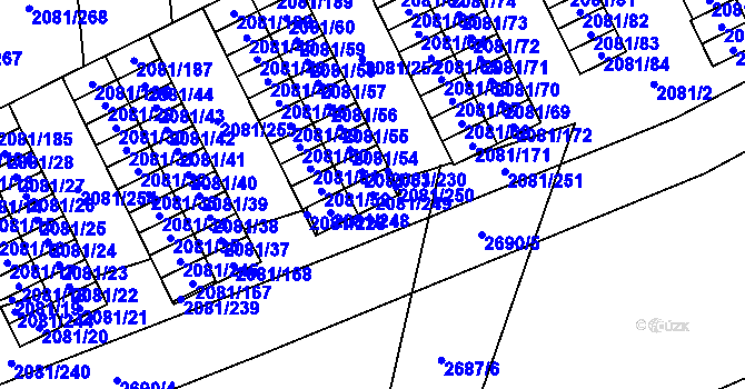 Parcela st. 2081/249 v KÚ Prostřední Suchá, Katastrální mapa