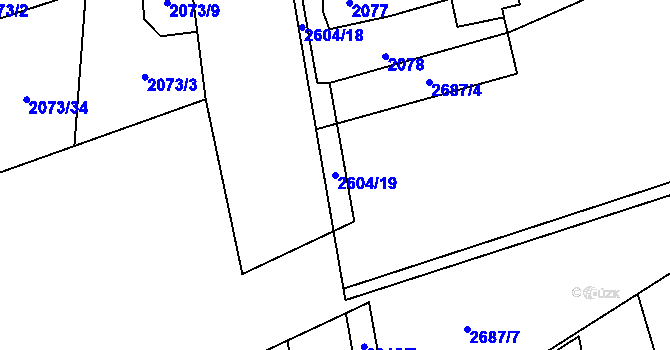 Parcela st. 2604/19 v KÚ Prostřední Suchá, Katastrální mapa