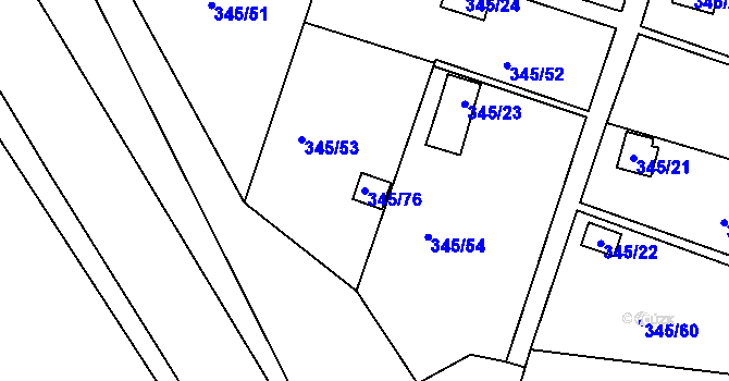Parcela st. 345/76 v KÚ Prostřední Suchá, Katastrální mapa