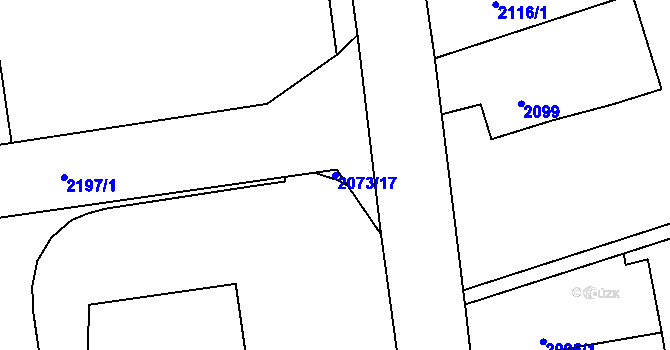 Parcela st. 2073/17 v KÚ Prostřední Suchá, Katastrální mapa