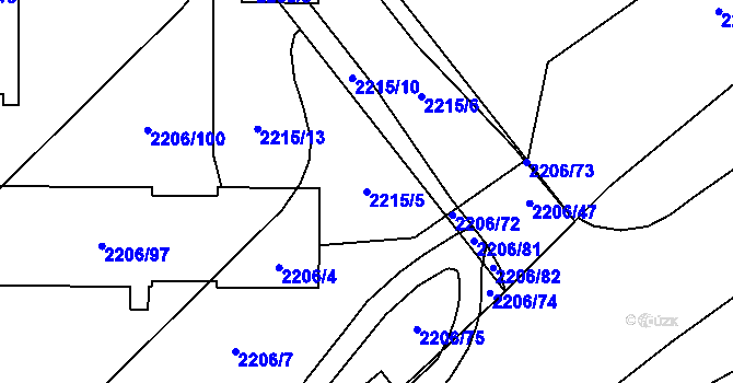 Parcela st. 2215/5 v KÚ Prostřední Suchá, Katastrální mapa
