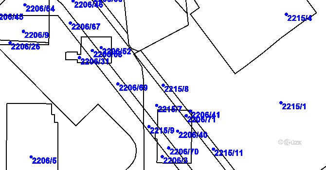 Parcela st. 2215/8 v KÚ Prostřední Suchá, Katastrální mapa