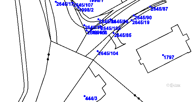 Parcela st. 2645/104 v KÚ Prostřední Suchá, Katastrální mapa