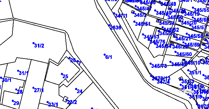 Parcela st. 6/1 v KÚ Prostřední Suchá, Katastrální mapa