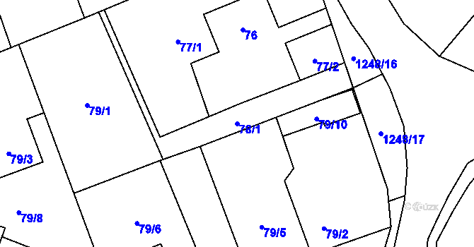 Parcela st. 78/1 v KÚ Prostřední Suchá, Katastrální mapa
