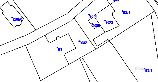 Parcela st. 93/2 v KÚ Prostřední Suchá, Katastrální mapa