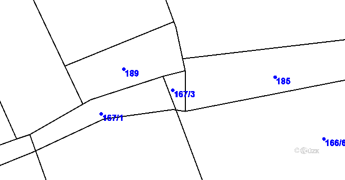 Parcela st. 167/3 v KÚ Prostřední Suchá, Katastrální mapa