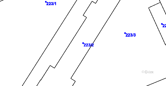 Parcela st. 223/2 v KÚ Prostřední Suchá, Katastrální mapa