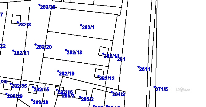 Parcela st. 282/11 v KÚ Prostřední Suchá, Katastrální mapa