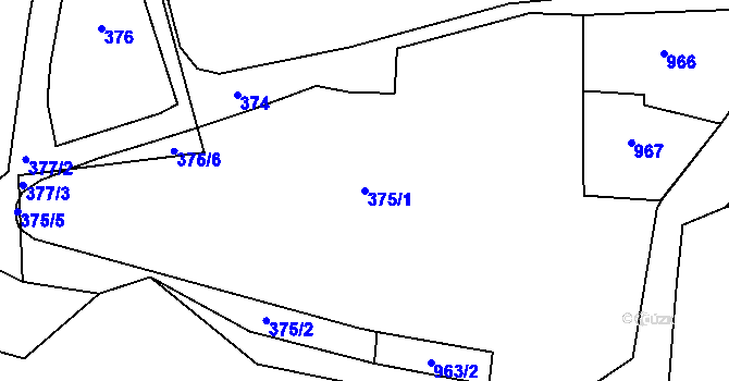 Parcela st. 375/1 v KÚ Prostřední Suchá, Katastrální mapa