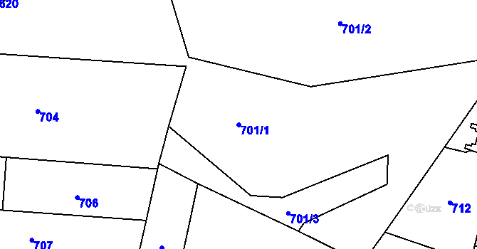 Parcela st. 701/1 v KÚ Prostřední Suchá, Katastrální mapa