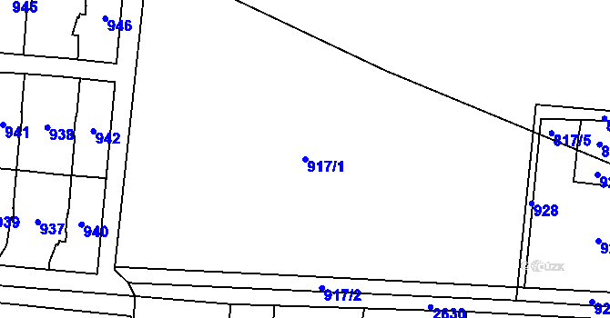 Parcela st. 917/1 v KÚ Prostřední Suchá, Katastrální mapa