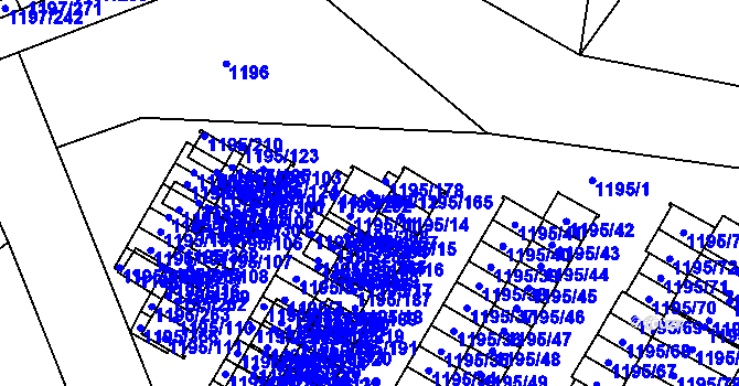 Parcela st. 1195/12 v KÚ Prostřední Suchá, Katastrální mapa