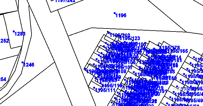 Parcela st. 1195/99 v KÚ Prostřední Suchá, Katastrální mapa