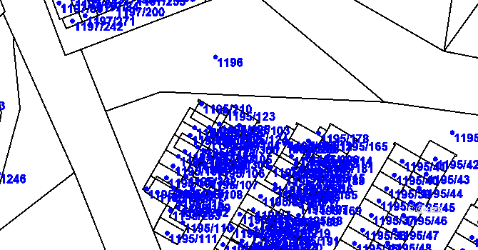 Parcela st. 1195/103 v KÚ Prostřední Suchá, Katastrální mapa