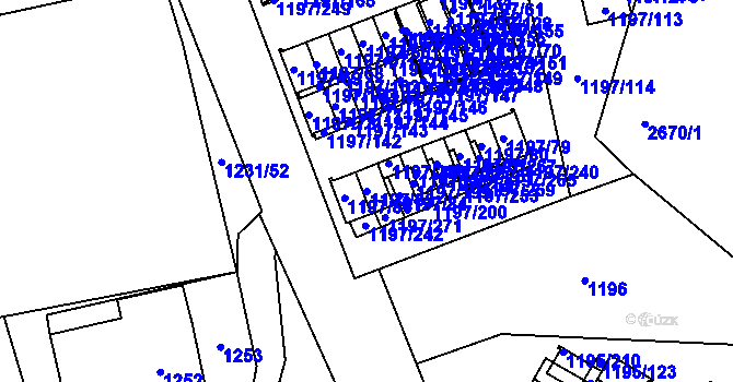 Parcela st. 1197/85 v KÚ Prostřední Suchá, Katastrální mapa