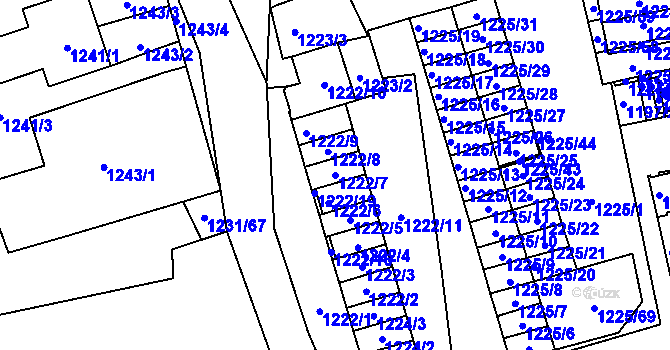Parcela st. 1222/7 v KÚ Prostřední Suchá, Katastrální mapa
