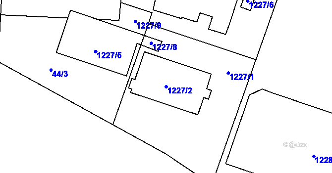 Parcela st. 1227/2 v KÚ Prostřední Suchá, Katastrální mapa