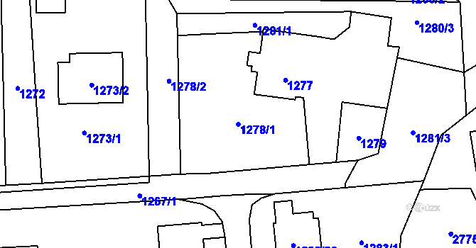 Parcela st. 1278/1 v KÚ Prostřední Suchá, Katastrální mapa