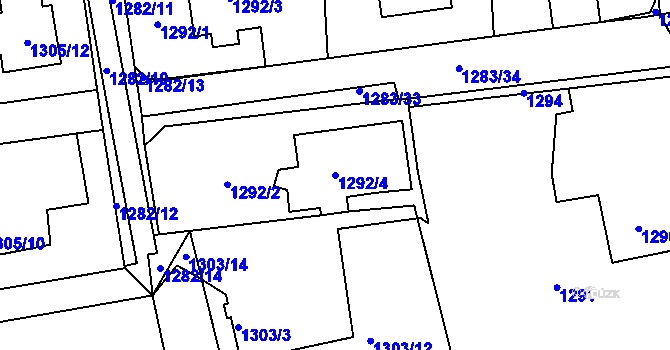 Parcela st. 1292/4 v KÚ Prostřední Suchá, Katastrální mapa