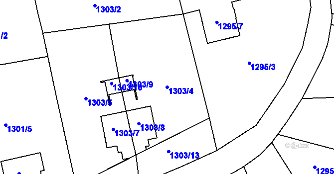 Parcela st. 1303/4 v KÚ Prostřední Suchá, Katastrální mapa
