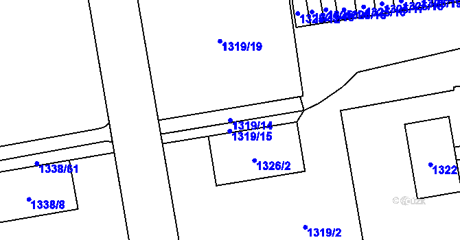 Parcela st. 1319/14 v KÚ Prostřední Suchá, Katastrální mapa