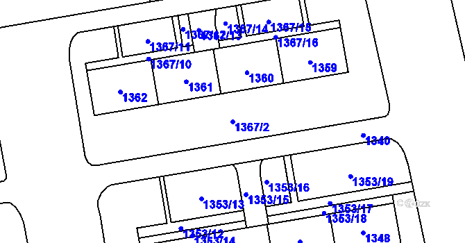 Parcela st. 1367/2 v KÚ Prostřední Suchá, Katastrální mapa