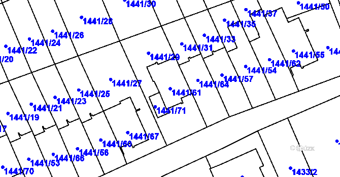 Parcela st. 1441/61 v KÚ Prostřední Suchá, Katastrální mapa