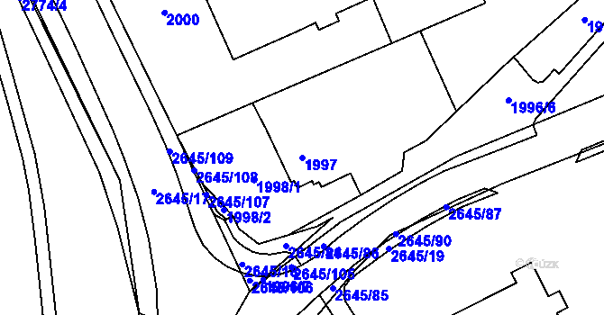 Parcela st. 1997 v KÚ Prostřední Suchá, Katastrální mapa