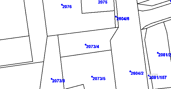 Parcela st. 2073/4 v KÚ Prostřední Suchá, Katastrální mapa