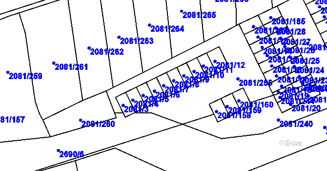 Parcela st. 2081/7 v KÚ Prostřední Suchá, Katastrální mapa
