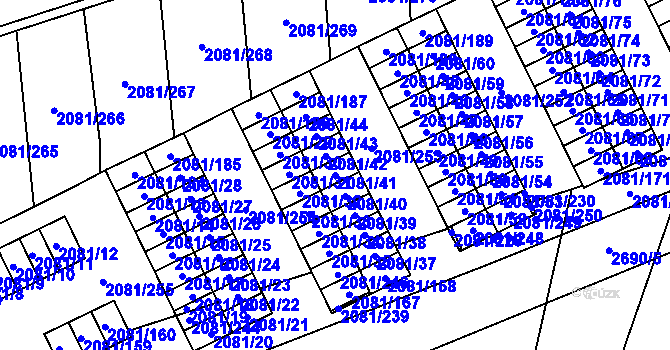 Parcela st. 2081/41 v KÚ Prostřední Suchá, Katastrální mapa