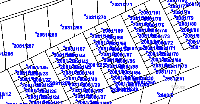Parcela st. 2081/47 v KÚ Prostřední Suchá, Katastrální mapa