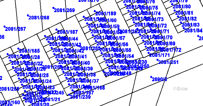 Parcela st. 2081/50 v KÚ Prostřední Suchá, Katastrální mapa