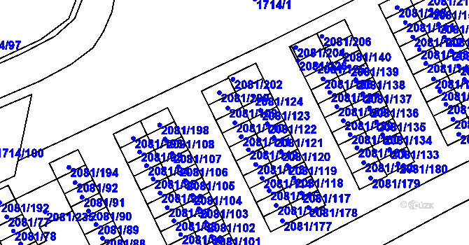Parcela st. 2081/110 v KÚ Prostřední Suchá, Katastrální mapa