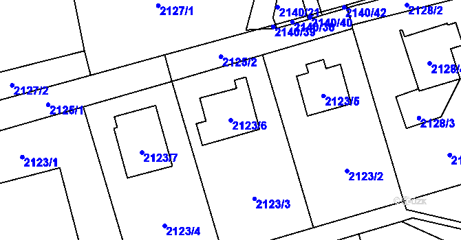Parcela st. 2123/6 v KÚ Prostřední Suchá, Katastrální mapa