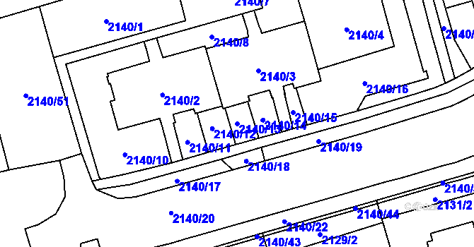 Parcela st. 2140/13 v KÚ Prostřední Suchá, Katastrální mapa