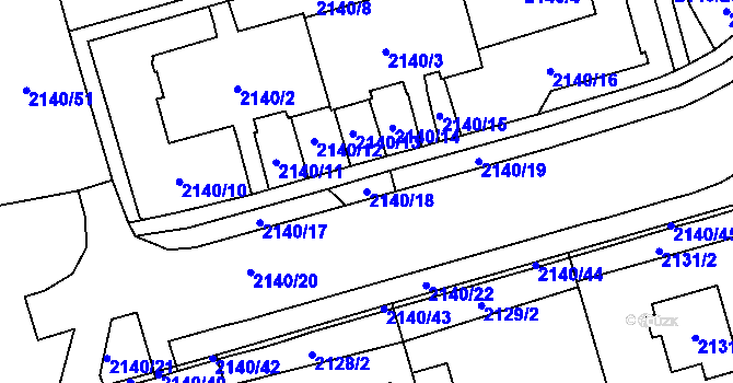 Parcela st. 2140/18 v KÚ Prostřední Suchá, Katastrální mapa