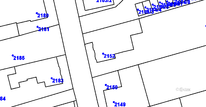 Parcela st. 2152 v KÚ Prostřední Suchá, Katastrální mapa