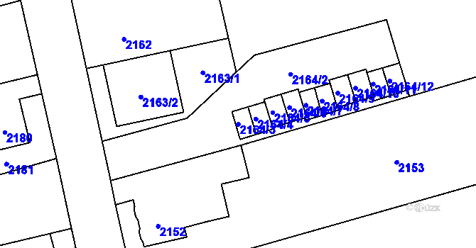Parcela st. 2164/3 v KÚ Prostřední Suchá, Katastrální mapa
